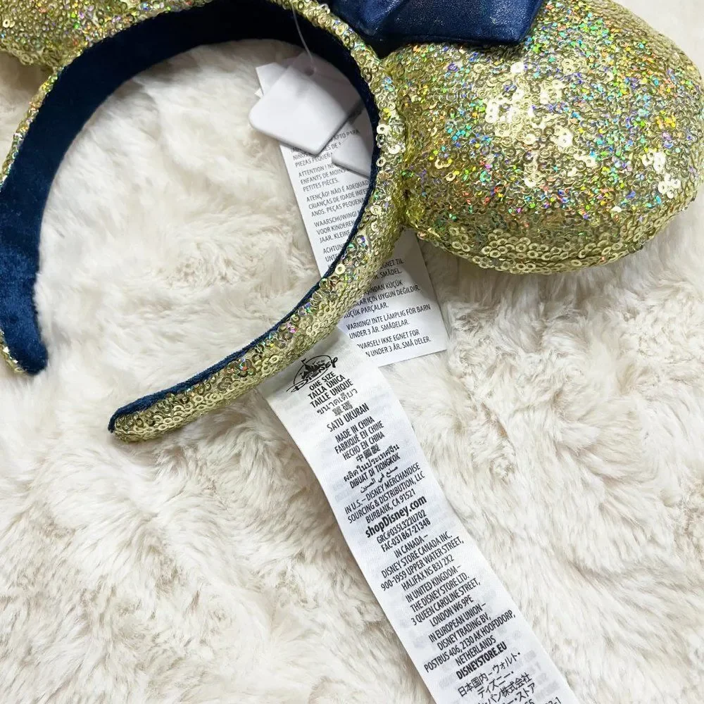 Disney Parks 50th Anniversary Gold‎ Sequin With EARidescent Minnie Ears Headband